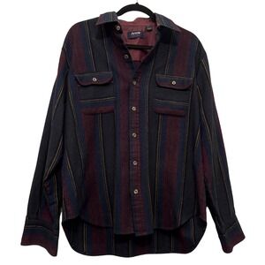 Arrow Sportswear Vintage 1990 Flannel Button Up Striped Shirt Men's Large
